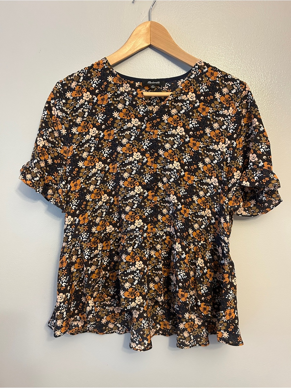 Madewell Floral Peplum 100% Silm Top